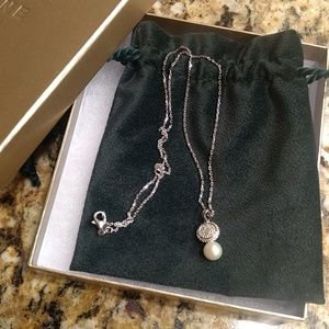 Genuine Pearl and diamond Sterling silver necklace